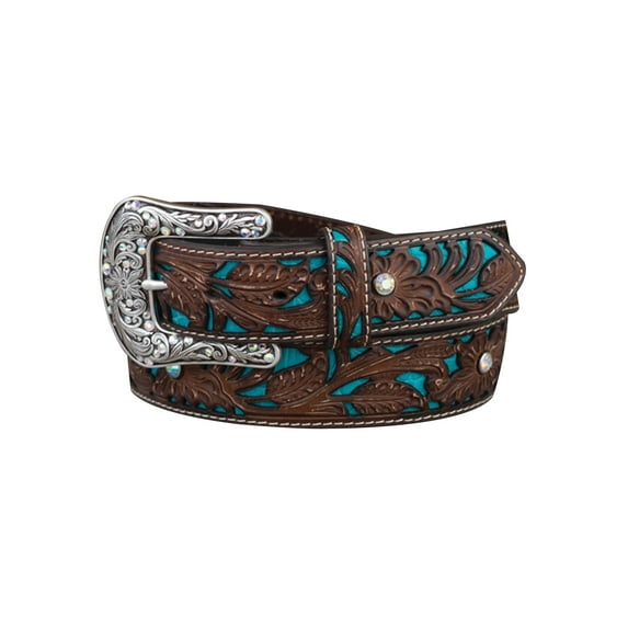 Ariat Ladies Floral Tooled with Turquoise Inlay Belt A1513402