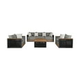 thumbnail image 1 of Artesia Outdoor 4 Piece Conversation Set in Teak Wood Rope with Gray Cushions, 1 of 8
