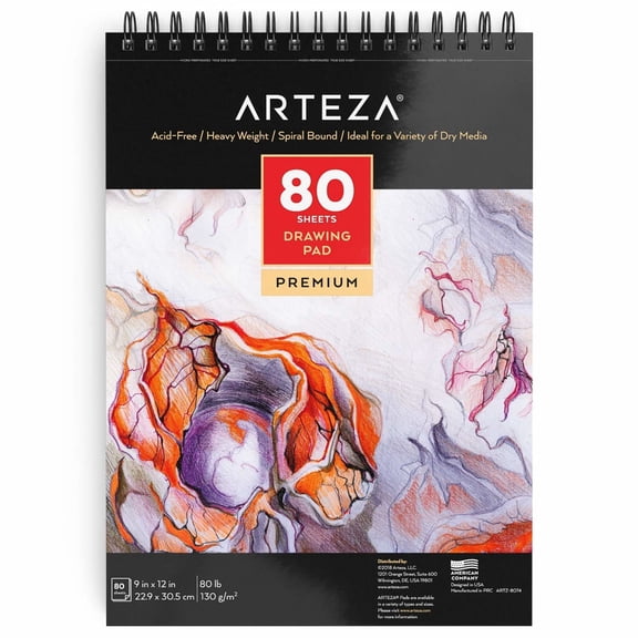 Arteza 9" x 12" Drawing Paper Pad, 80 Sheets, 80 lb