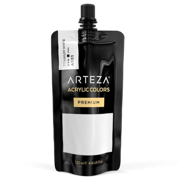 Arteza Acrylic Artist Paint, Titanium White, 120ml - Single Color
