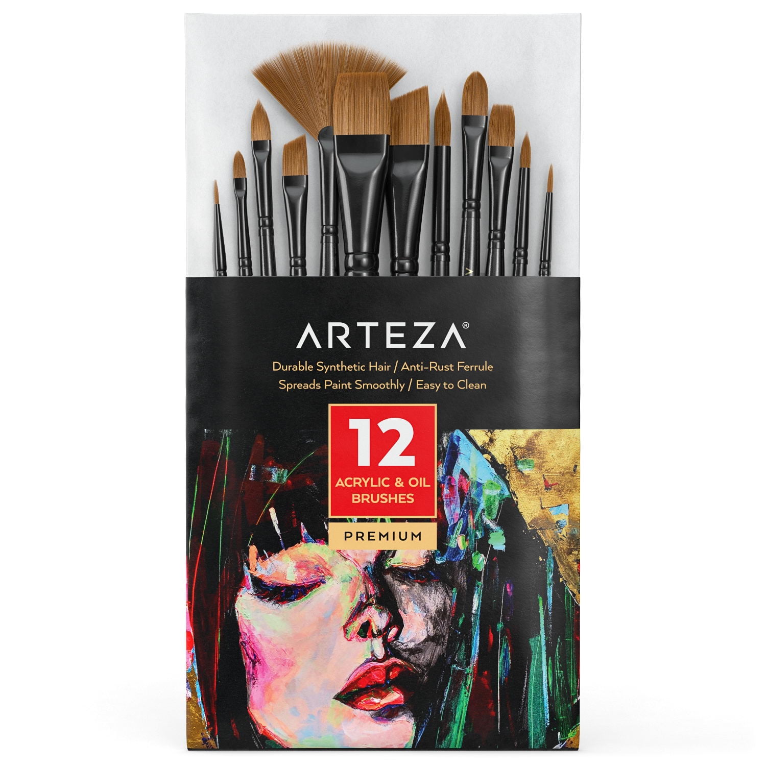 Arteza Acrylic Art Paint and Tools Set - 19 Pack 