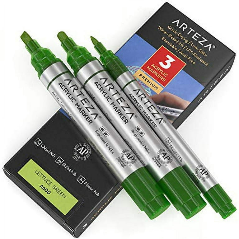 Acrylic Markers, Single Color - Pack of 3 Lettuce Green A601 by Arteza