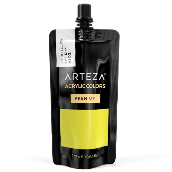 Arteza Acrylic Professional Artist Paint, Lemon Yellow, 120ml -Single Color
