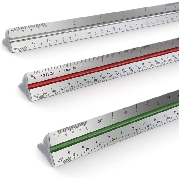Arteza Triangular Architect Scale Ruler, 12"