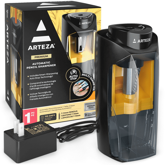 Arteza Automatic Pencil Sharpener with Auto-Stop, Adapter Included