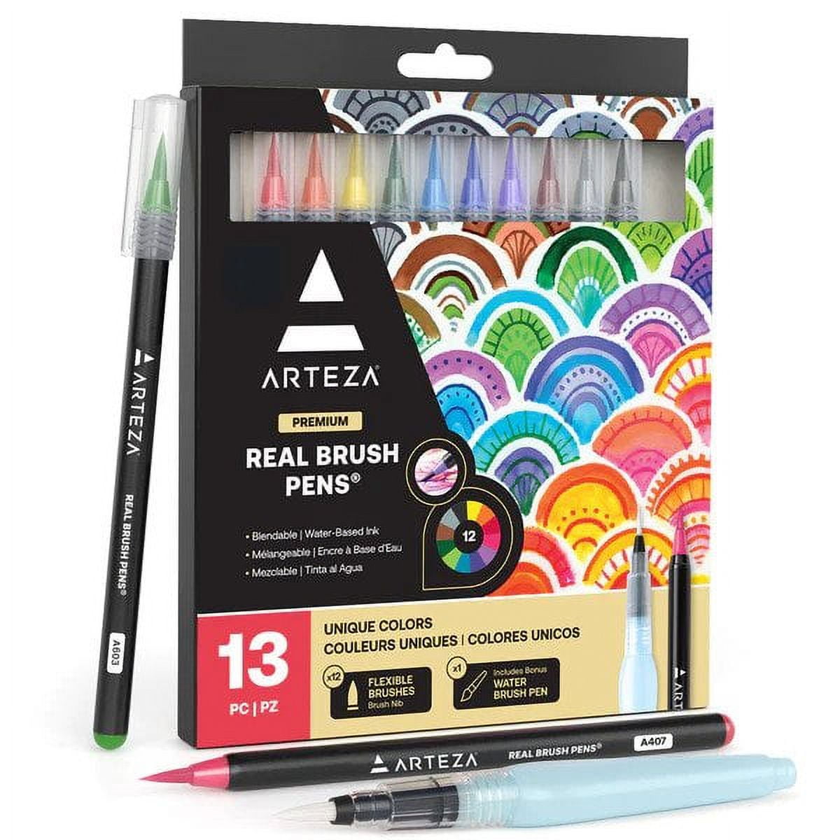   Basics Dual Tip Brush Pens - Blendable, Nylon Brush and  Fine Tip, 24-Pack, Assorted