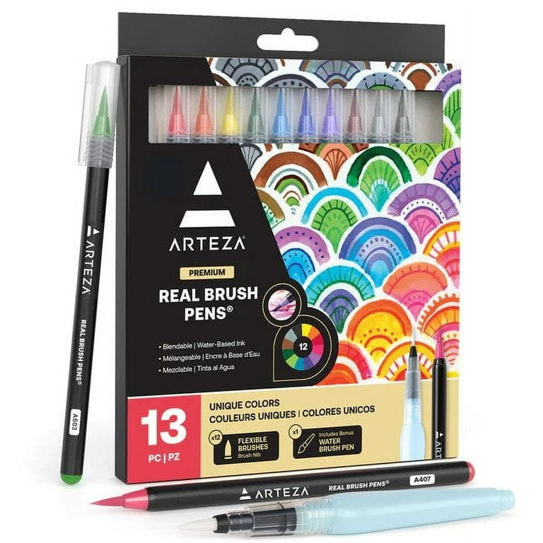 Arteza Blendable Ink Real Brush Tip Artist Brush Pens Set