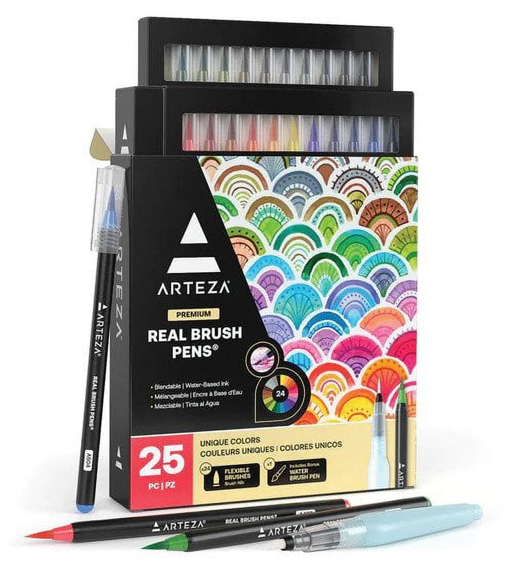 ARTEZA Real Brush Pens, 96 Drawing Pens Pack, Flexible Brush Tips,  Professional Watercolor Pens, Drawing Markers, Non-Toxic, for Artists,  Hobbyists, and Calligraphy Enthusiasts - Yahoo Shopping