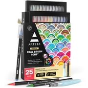 Arteza Real Brush Pens, Flexible Brush Tip, Assorted Colors, 24 Count
