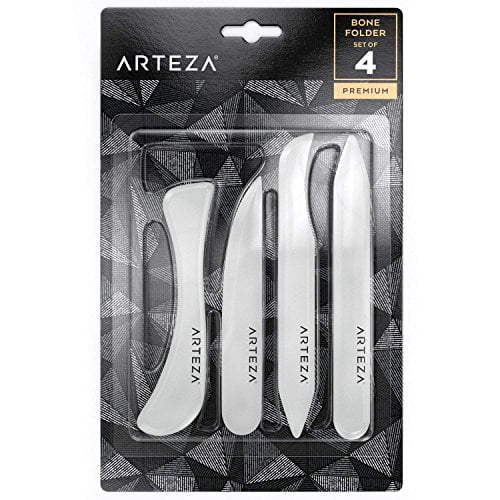 Arteza Bone Folder Tool Set [Pack of 4] Scoring Tools for Origami Paper Crafts, Book Binding, Card Making & Folding Paper