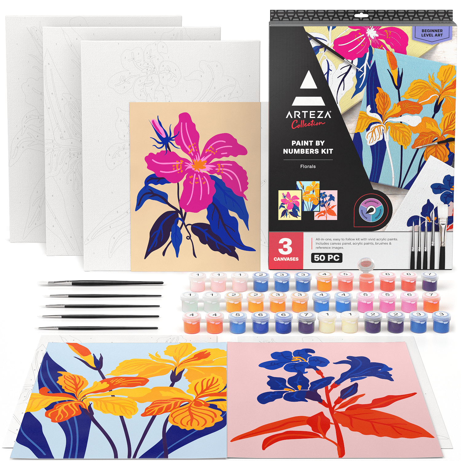 Complete Paint By Numbers Kit For Adults Includes Seint Brushes