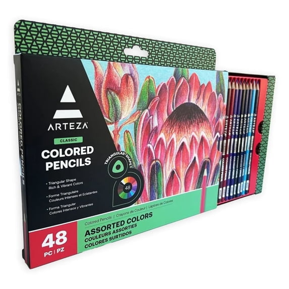 Arteza Colored Pencils, Triangular, 48 Count, Assorted Colors