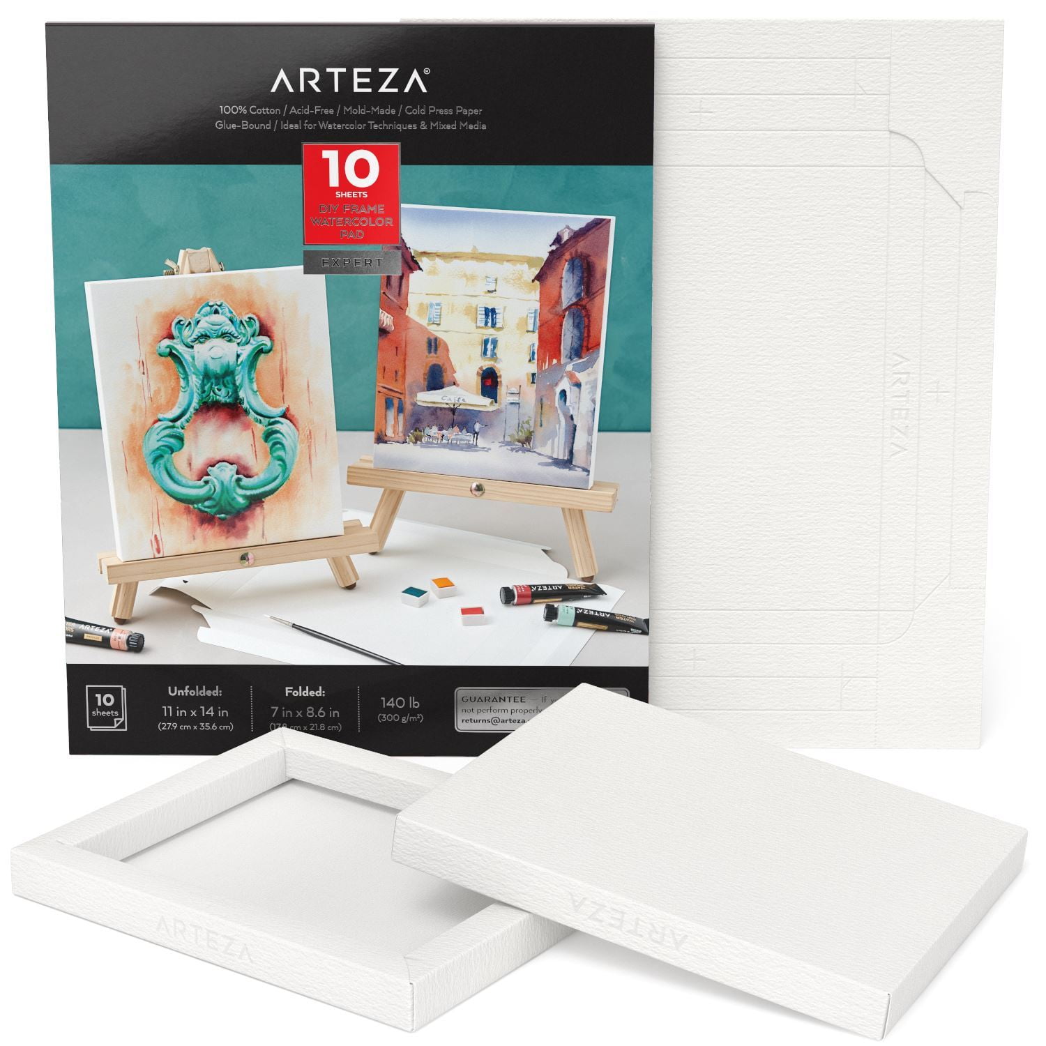 Arteza DIY Foldable 7x8.6 Canvas Frame, Watercolor - 20 Sheets