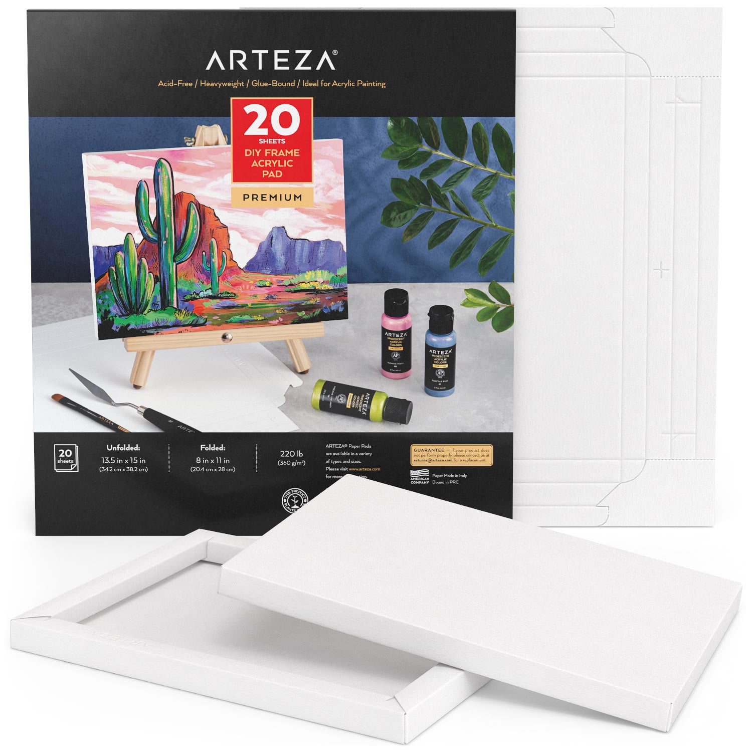 Arteza DIY Foldable 9x9 Canvas Frame, Black - 5 Sheets