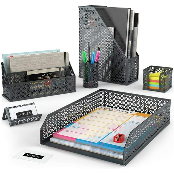Arteza Desk Organizer, Gray Mesh - 6 Piece Set (ARTZ-8949)