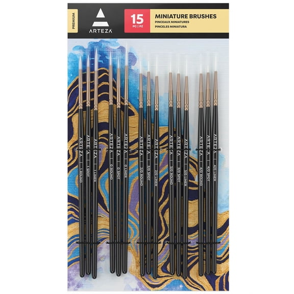 Arteza Detail Paint Brushes Art Supply Set, 15 Pack