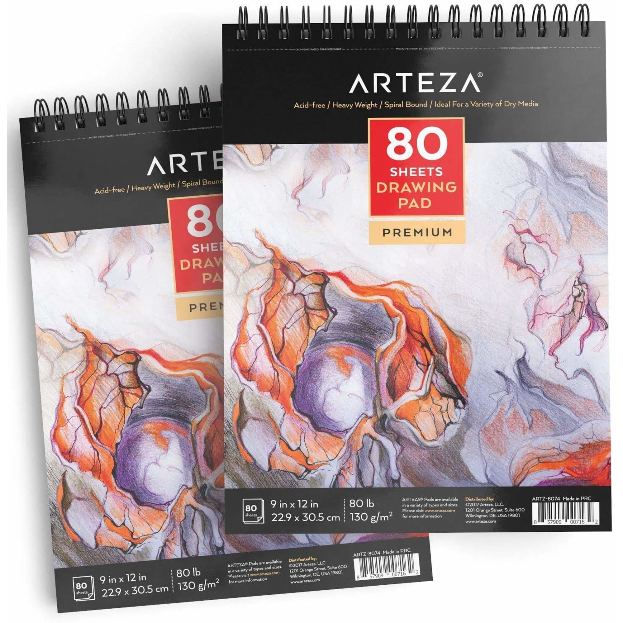 Arteza 9" x 12" Drawing Paper Pad, 80 Sheets, Set of 2