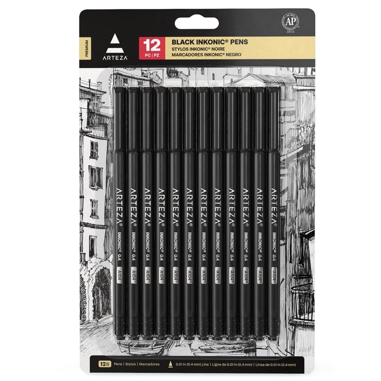 Arteza, Fineliner Pens, Inkonic, 0.4mm Tip, 12 Pack - Walmart.com