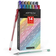 Arteza Metallic Gel Pens 14-Individual-Colors - Triangular Grip - (0.8 - 1.0 mm Tips, Set of 14)