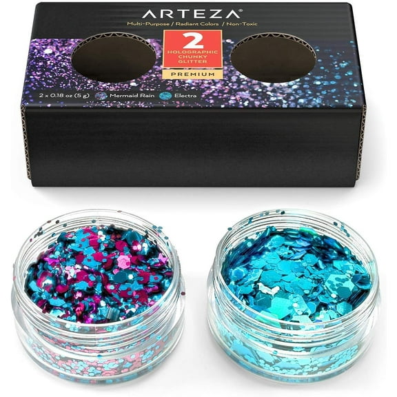 Arteza Glitter, Holographic, Shakers, Mermaid, Multicolor, Set of 2 (ARTZ-8342)