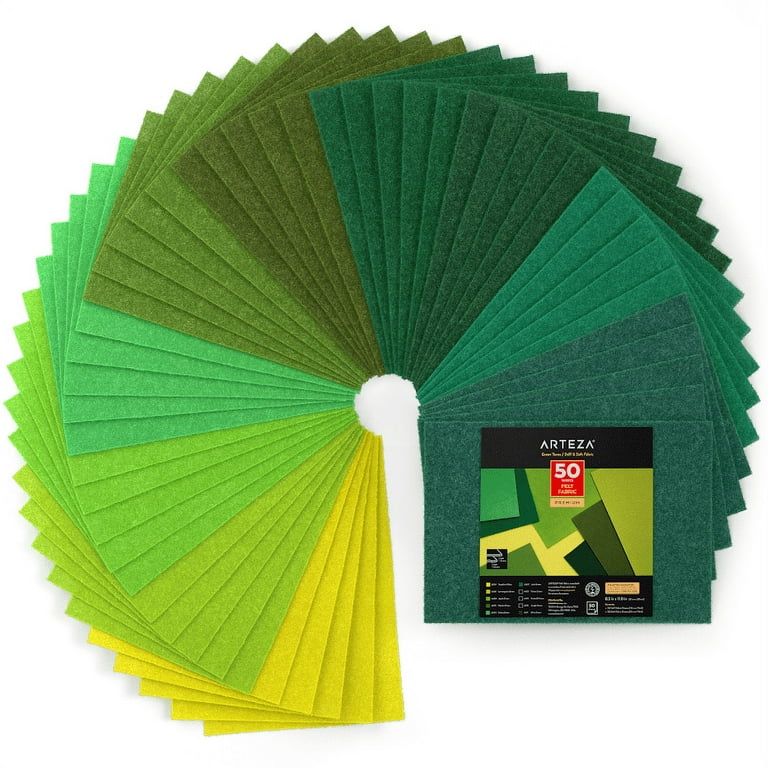Arteza Green Tones Felt Sheet Set - 50 Pack