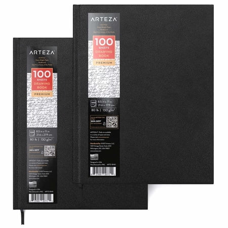 Arteza 8.5" x 11" Hardcover Sketchbook, 100 Pages, Set of 2