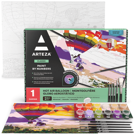 Arteza Hot Air Balloon Paint By Number DIY Acrylic Painting Set, 12"x16"