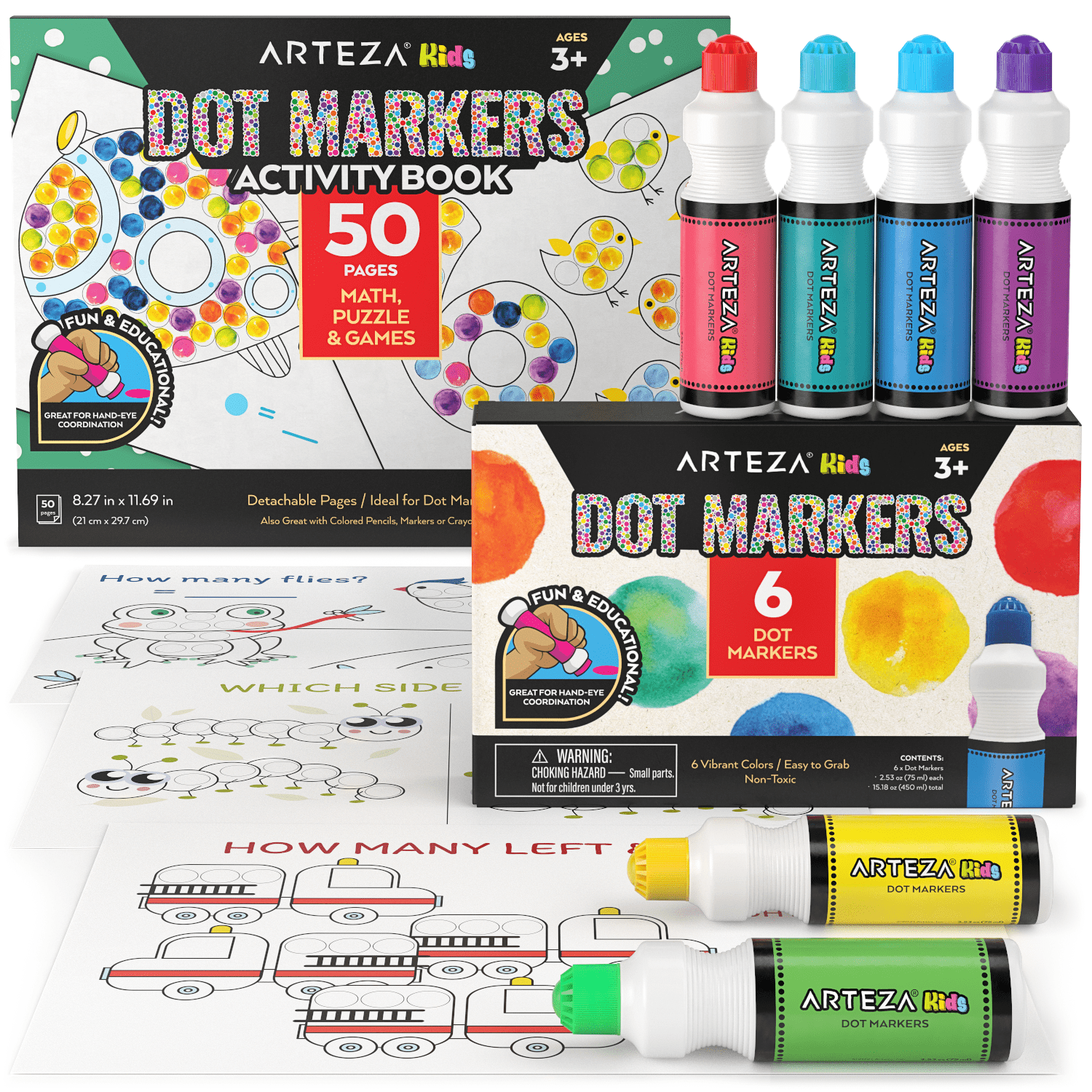  Crayola Washable Dot Markers Activity Set, 30 Toddler Coloring  Pages & 4 Washable Markers, Dot Paints for Toddlers, Toddler Gifts, Ages 3+  : Toys & Games