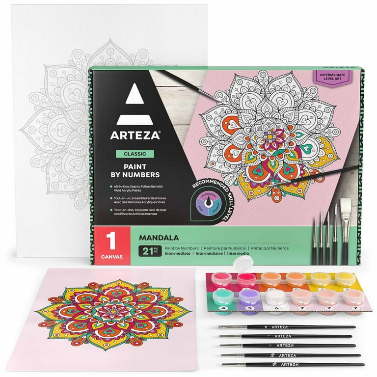 Arteza Mandala Paint By Number DIY Acrylic Painting Set 12