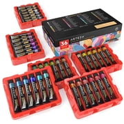 Arteza Acrylic Artist Paint, Metallic Finish, Multicolor, Set of 36, 12 mL