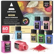 Arteza Mica Pigment Powder, Multicolor, Set of 60, 0.18 fl oz