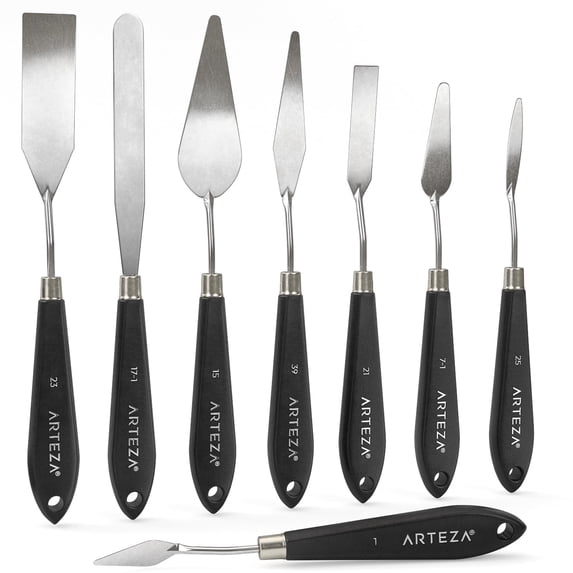 Arteza Palette Knives Art Tool Supply Set for Mixing and Applying Paint, Set of 8