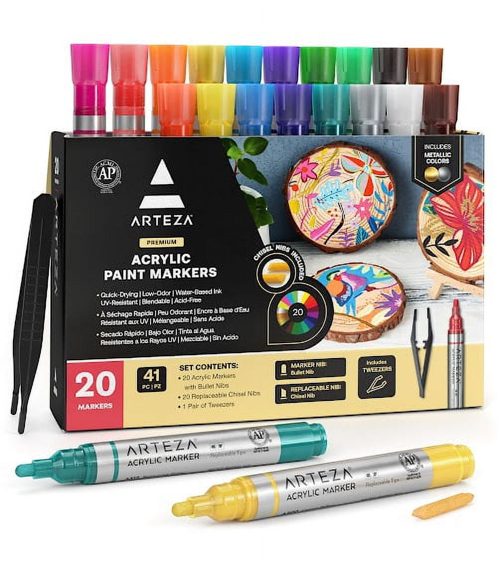  ARTEZA Acrylic Paint Markers, Pack of 12, Black