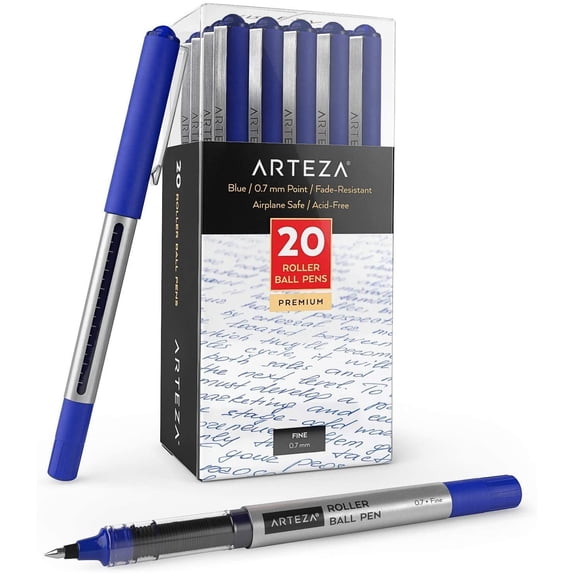 Arteza Rollerball Pens, Blue, 20 Count, 0.7mm Fine Point