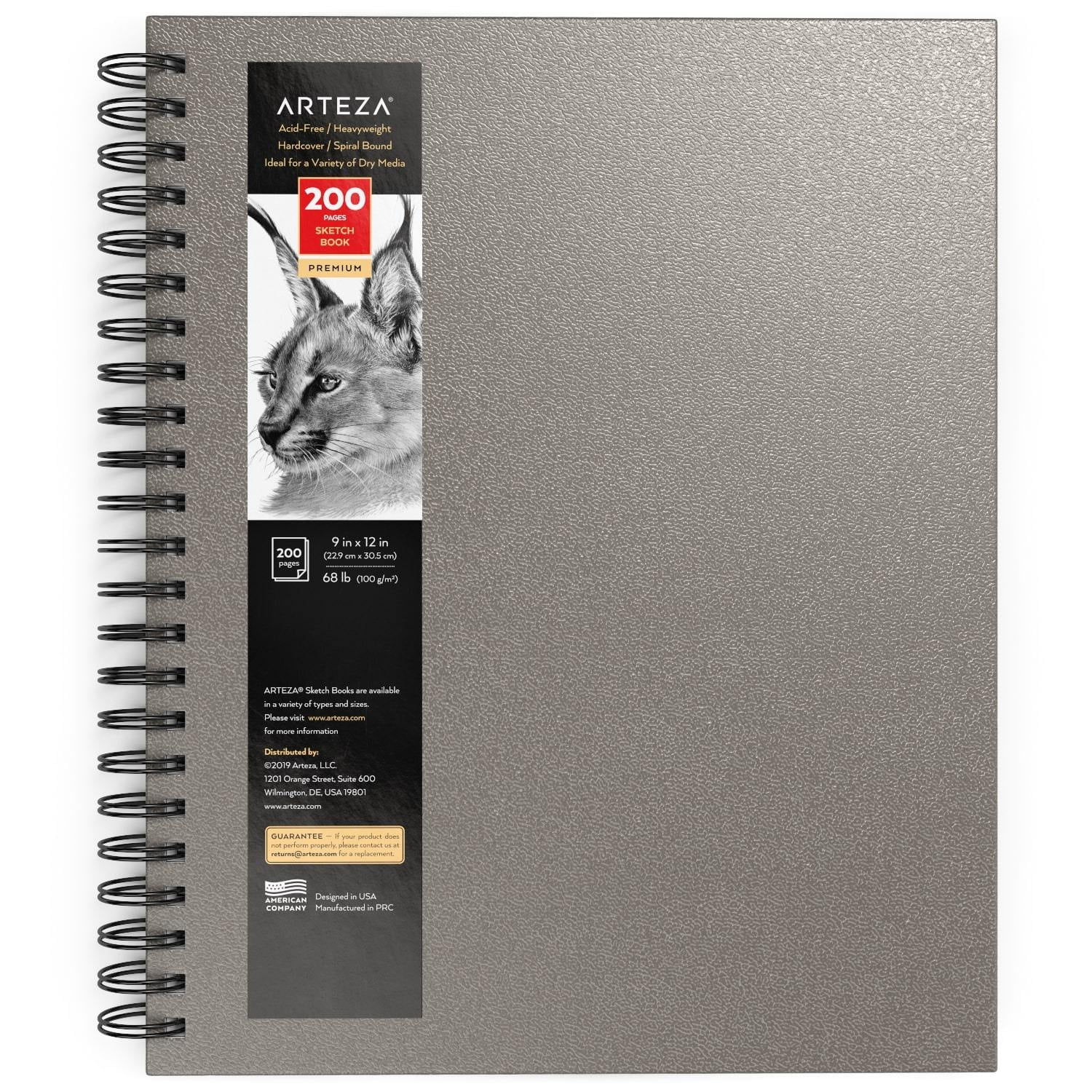 Arteza Gray-Toned Sketchbooks, Pack of 2, 9 x 12 Inches, 50-Sheet Drawing  Pads, 80lb Acid-Free Paper, Spiral-Bound, Art Supplies for Graphite 