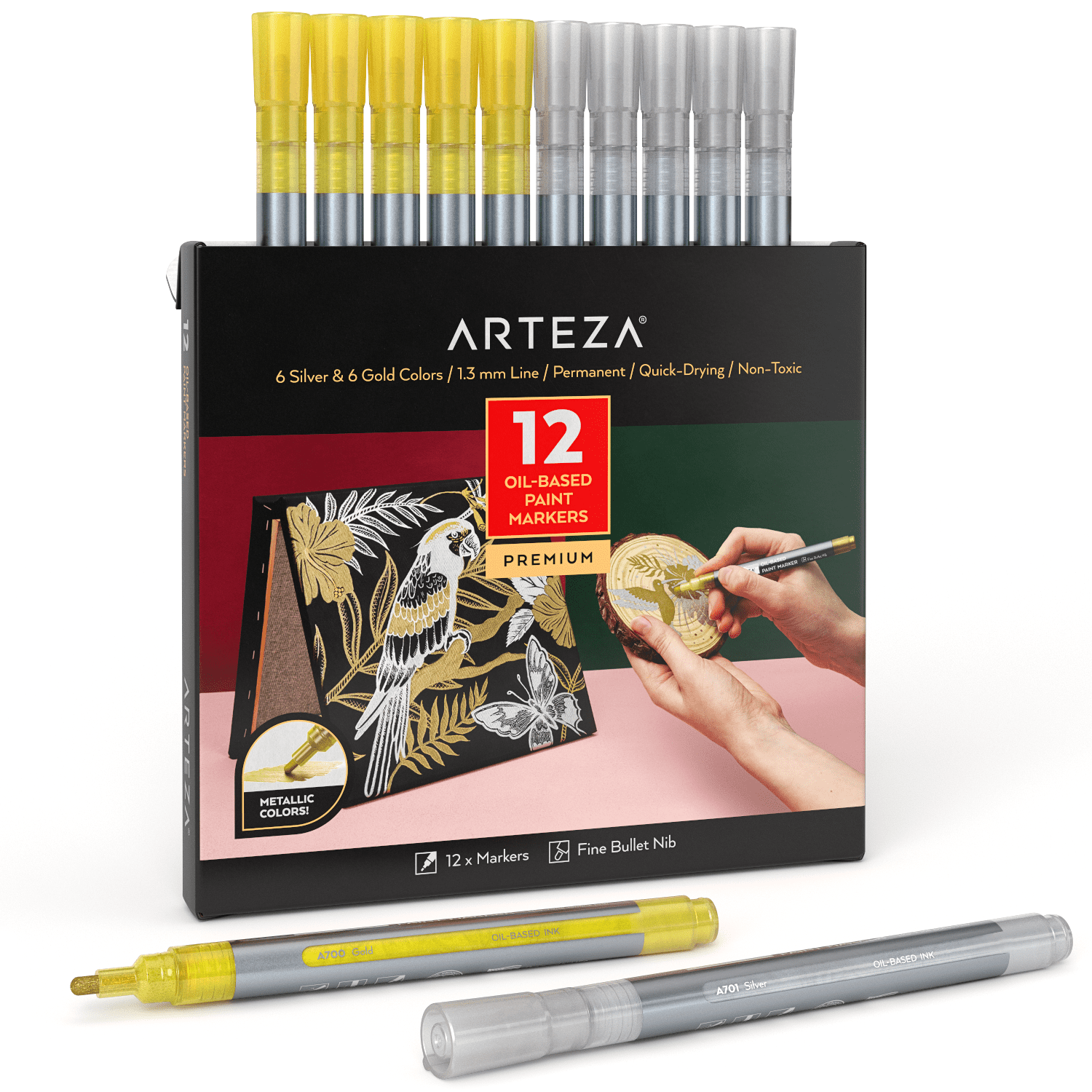 Mr. Pen- Metallic Paint Markers, 6 Pack, Silver and Gold, Silver Paint  Marker, Gold Ink Pen