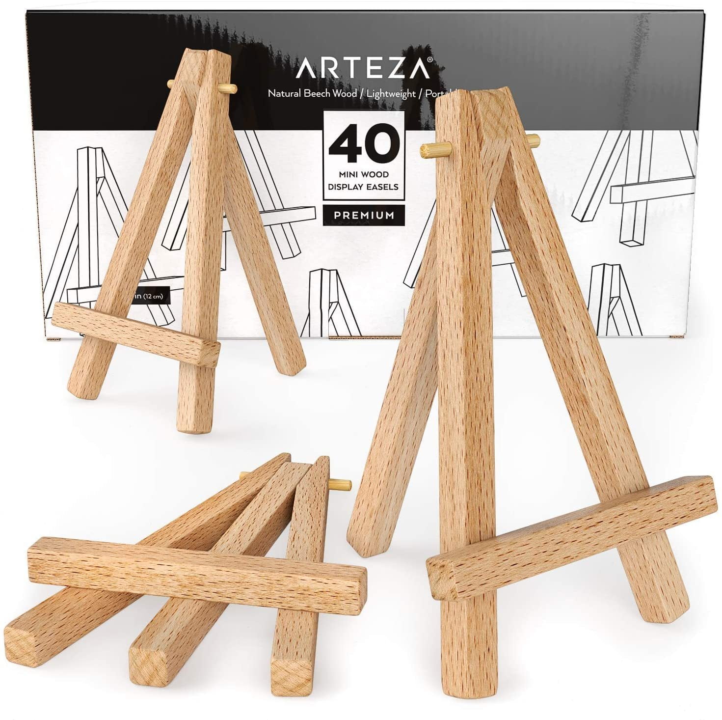 4 x 6 Stretched Canvas with 8 Mini Wood Display Easel Kit, 12 Pack