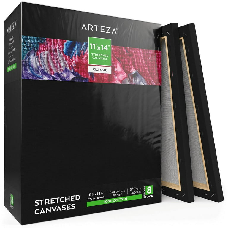 Arteza Stretched Canvas, Classic, White, 5x7, Blank Canvas Boards for  Painting - 12 Pack