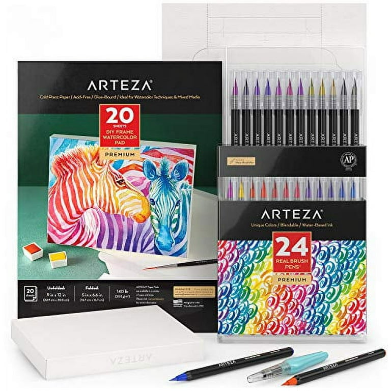  ARTEZA Real Brush Pens, 24 Watercolor Markers for