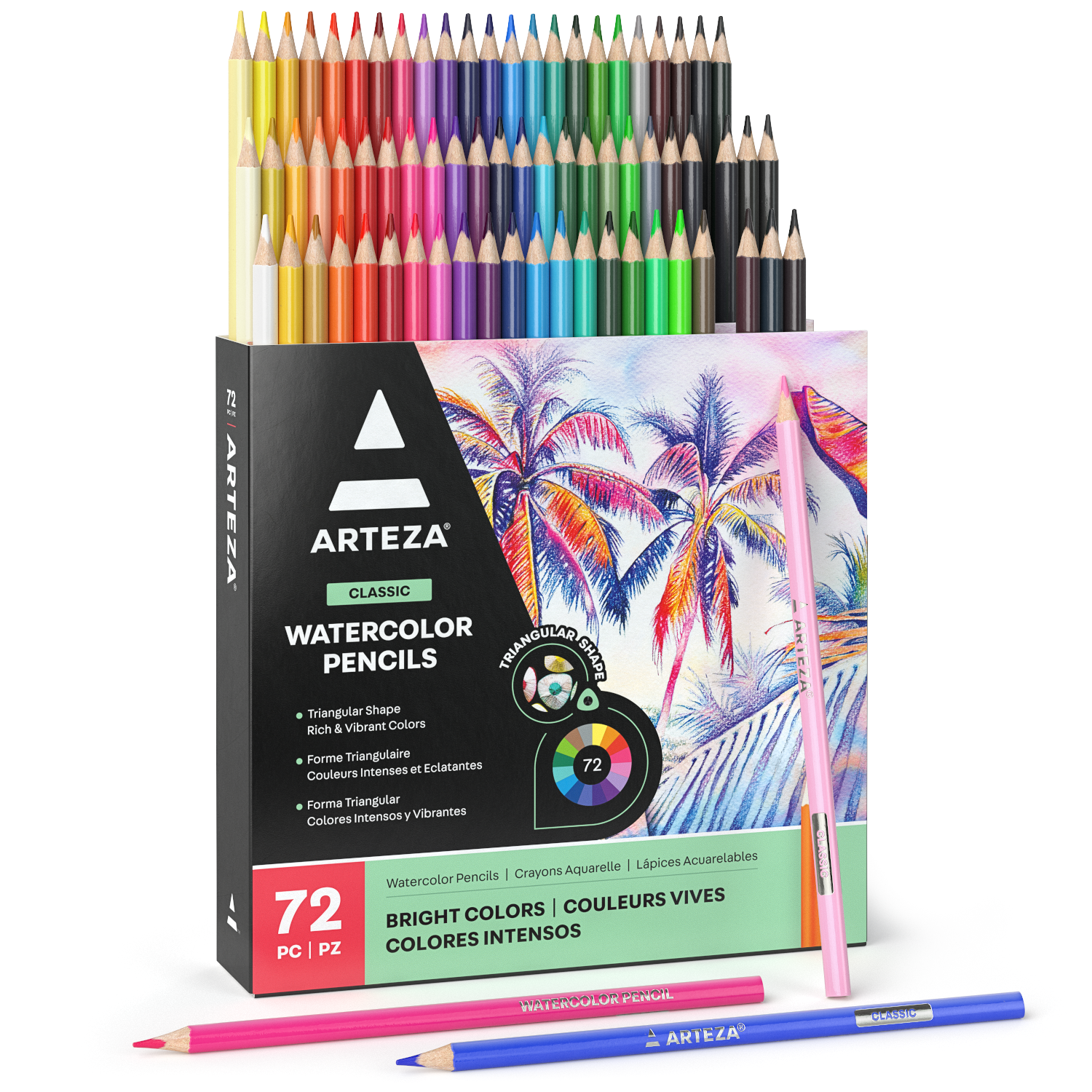 Castle Art Supplies 72 Watercolor Pencils Zip-Up Set for Adults