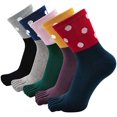 thumbnail image 1 of Artfasion Womens 5 Finger Toe Socks Cotton Comfy Novelty Polka Dot Socks Athletic Ankle Crew Sock for Ladies, 5 Pack, 1 of 3