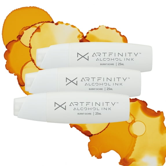 Artfinity Alcohol Inks 3 Pack - Vibrant, Professional, Dye-Based Alcohol Inks for Artfinity Alcohol Markers, Artists, Drawing, & More! - Burnt Ochre YR4-3