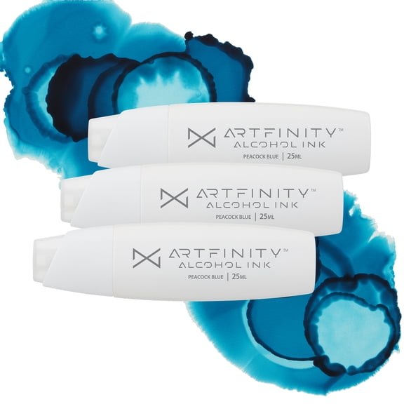 Artfinity Alcohol Inks 3 Pack - Vibrant, Professional, Dye-Based Alcohol Inks for Artfinity Alcohol Markers, Artists, Drawing, & More! - Peacock Blue B1-6