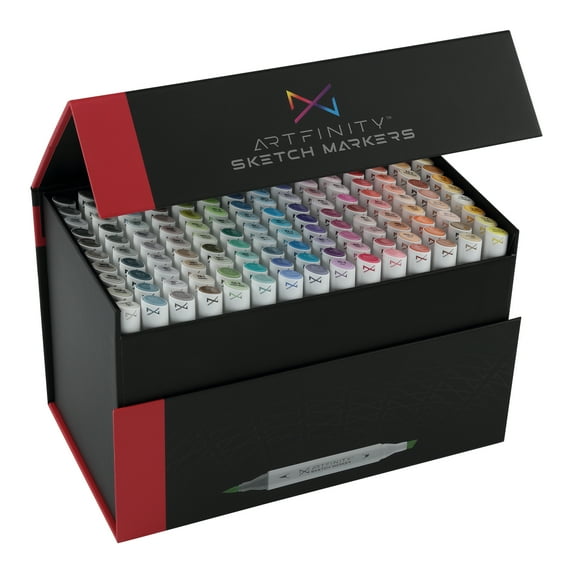 Artfinity Sketch Marker Set B - Assorted - Set of 150 - Vibrant, Professional, Dye-Based Alcohol Markers for Artists, Drawing, Students, Travel, & More