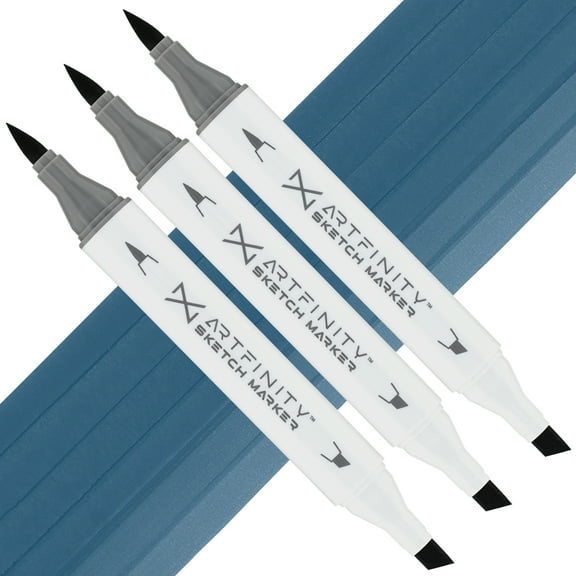 Artfinity Sketch Marker Sets - Set of 3 - Navy Blue B6-8, Vibrant, Professional, Dye-Based Alcohol Markers for Artists, Drawing, Travel, & More