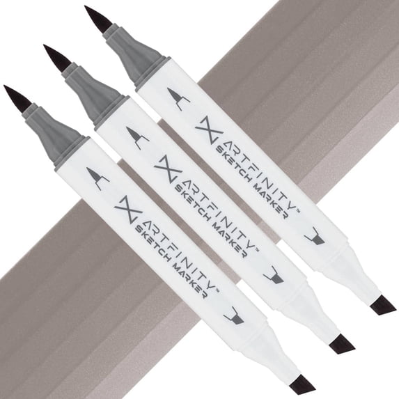 Artfinity Sketch Marker Sets - Set of 3 - Warm Gray 4 WG4, Vibrant, Professional, Dye-Based Alcohol Markers for Artists, Drawing, Travel, & More