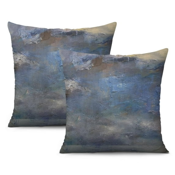 Artful Home Update: Blue and Grey Abstract Art Pillow Covers, 20x20 Inch, Modern Gallery Decor - Refreshing Touch for Bedroom, Sofa, Living Room - Set of 2