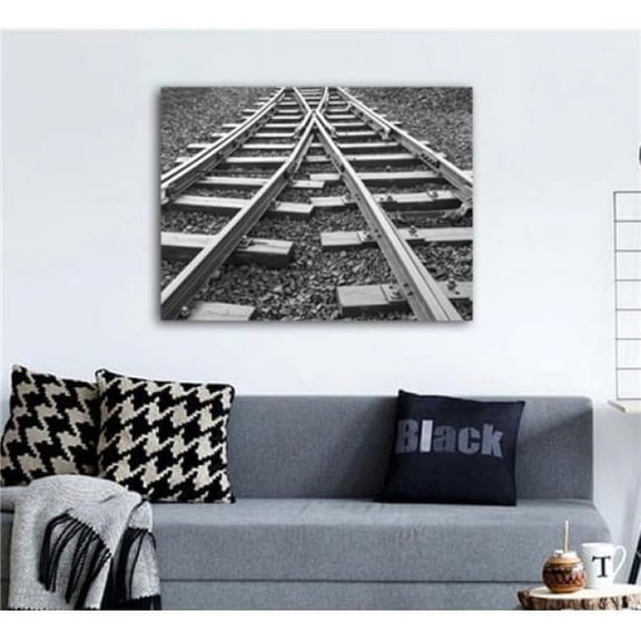 Crisscross Railroad Tracks Photography Canvas Art