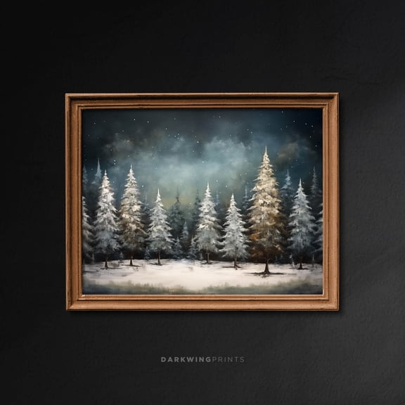 Artful Winter Landscape Cozy Art Print Seasonal Decor Artful Art Colorful Winter Home Decor #5863, 8x12 UNFRAMED