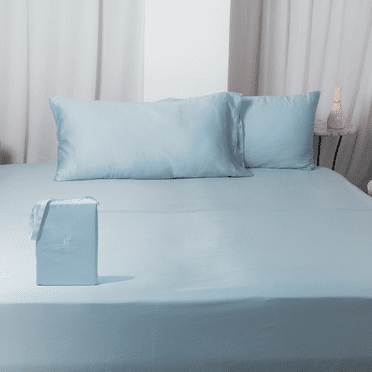 ArthCrafted 100% Austrian Eucalyptus Sheets | 4PC Tencel Lyocell Sheets Queen Size Lyocell Sheets | Tencel Sheets Softer Than Silk Sheets | 18" Deep Pocket Queen Sheet Set (Sterling Blue)